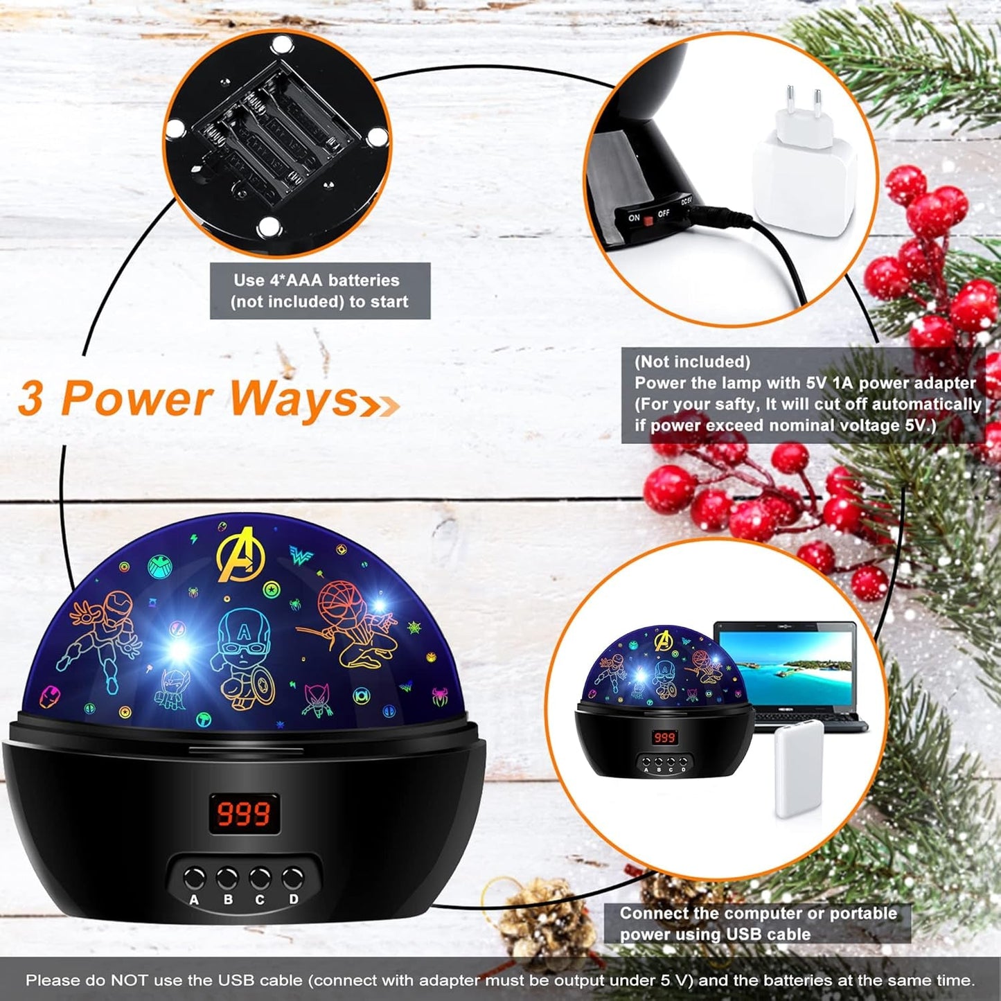 Spiderman Night Light Projector With Programmable Timer