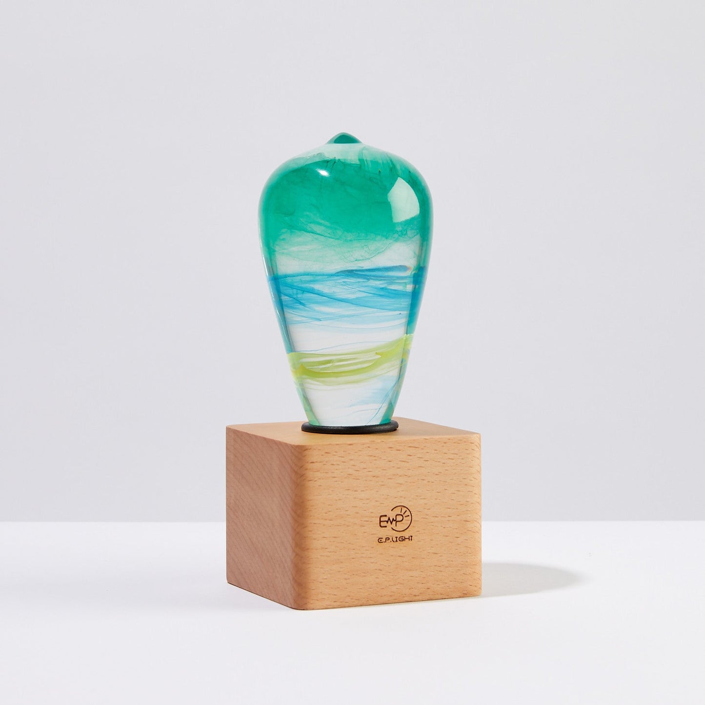 Cosmic lighting bulb lamp with wooden base – galaxy inspired ambient light by 3Eye Atlas