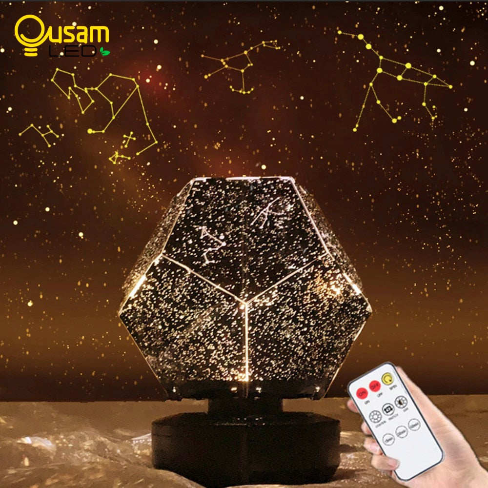 Rechargeable galaxy star night light projector lamp with remote control with constellations
