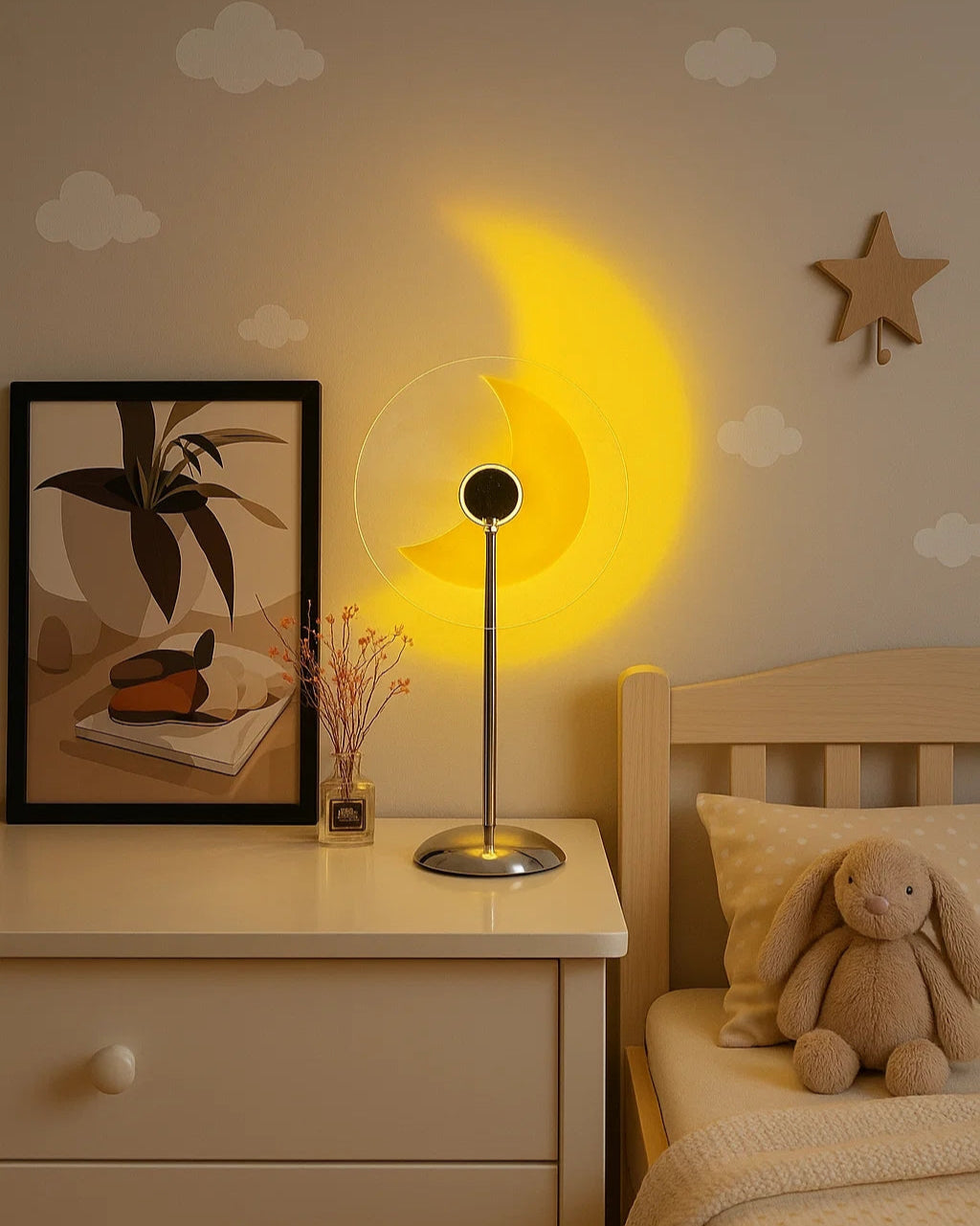 LED projector lamp with moon and star patterns