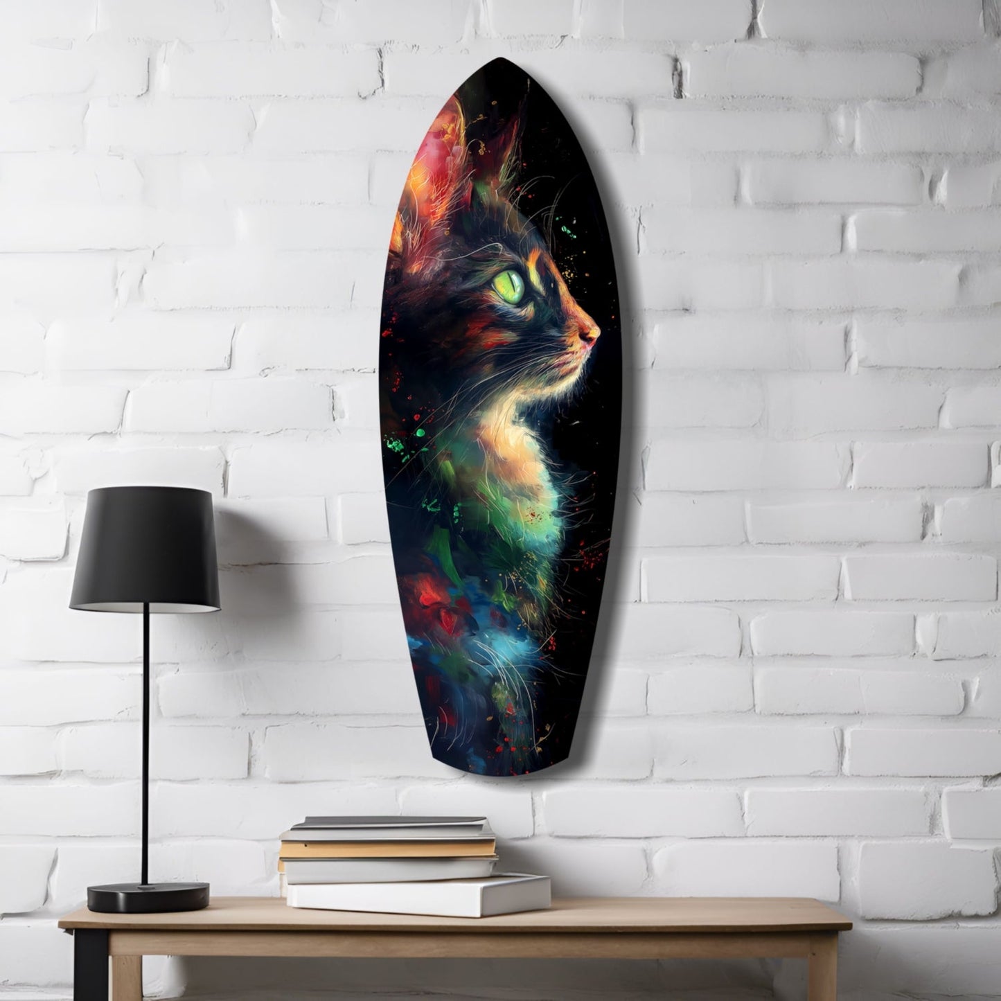 Celestial Cat Glass Wall Art – Tempered Glass Decor