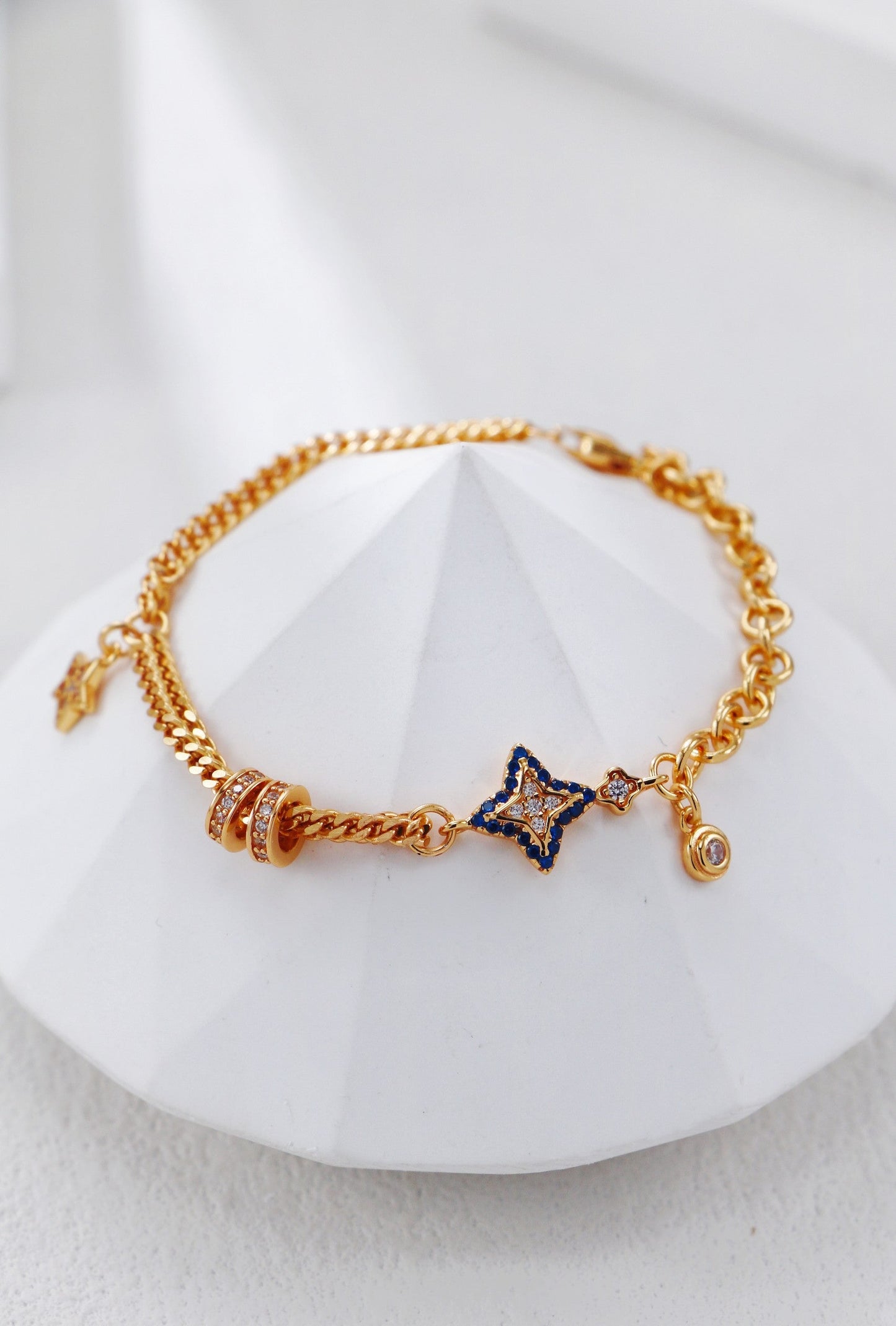 Gold celestial star charm bracelets cosmic jewelry