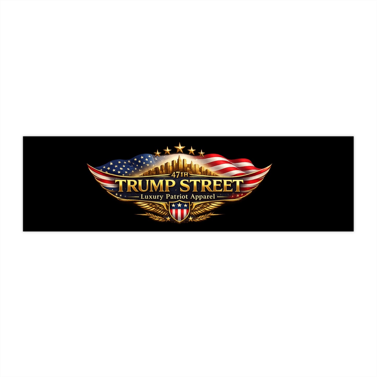Trump Street logo with American flag design on a black background
