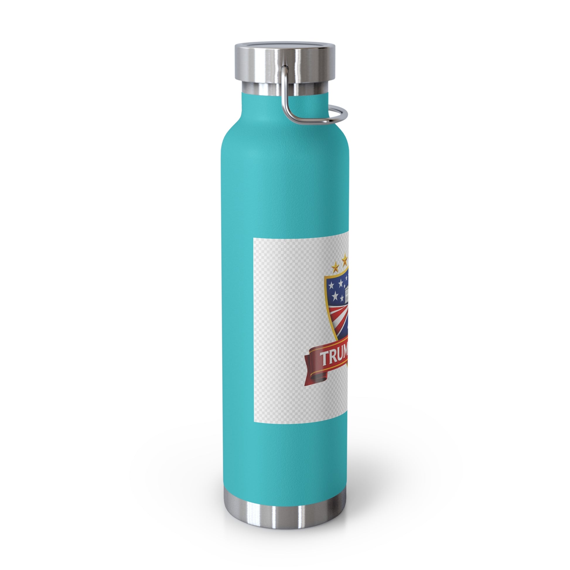 47th Trump Street Patriotic Shield 22oz Copper Insulated Turquoise water bottle 