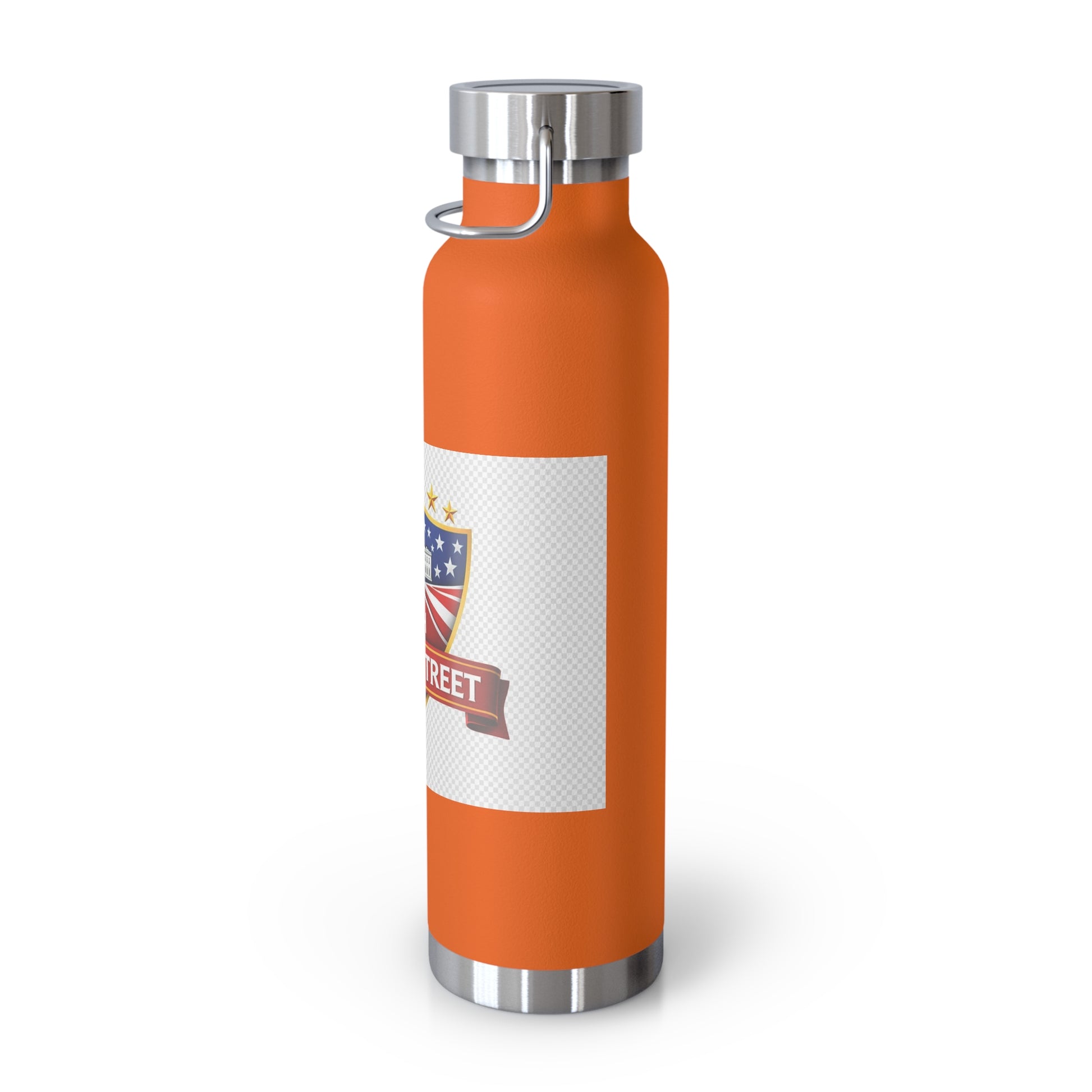 47th Trump Street Patriotic Shield 22oz Copper Insulated orange water bottle 