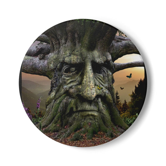 Enchanted Tree Face Ceramic Coaster — Enchanted Forest Fantasy Drink Coaster