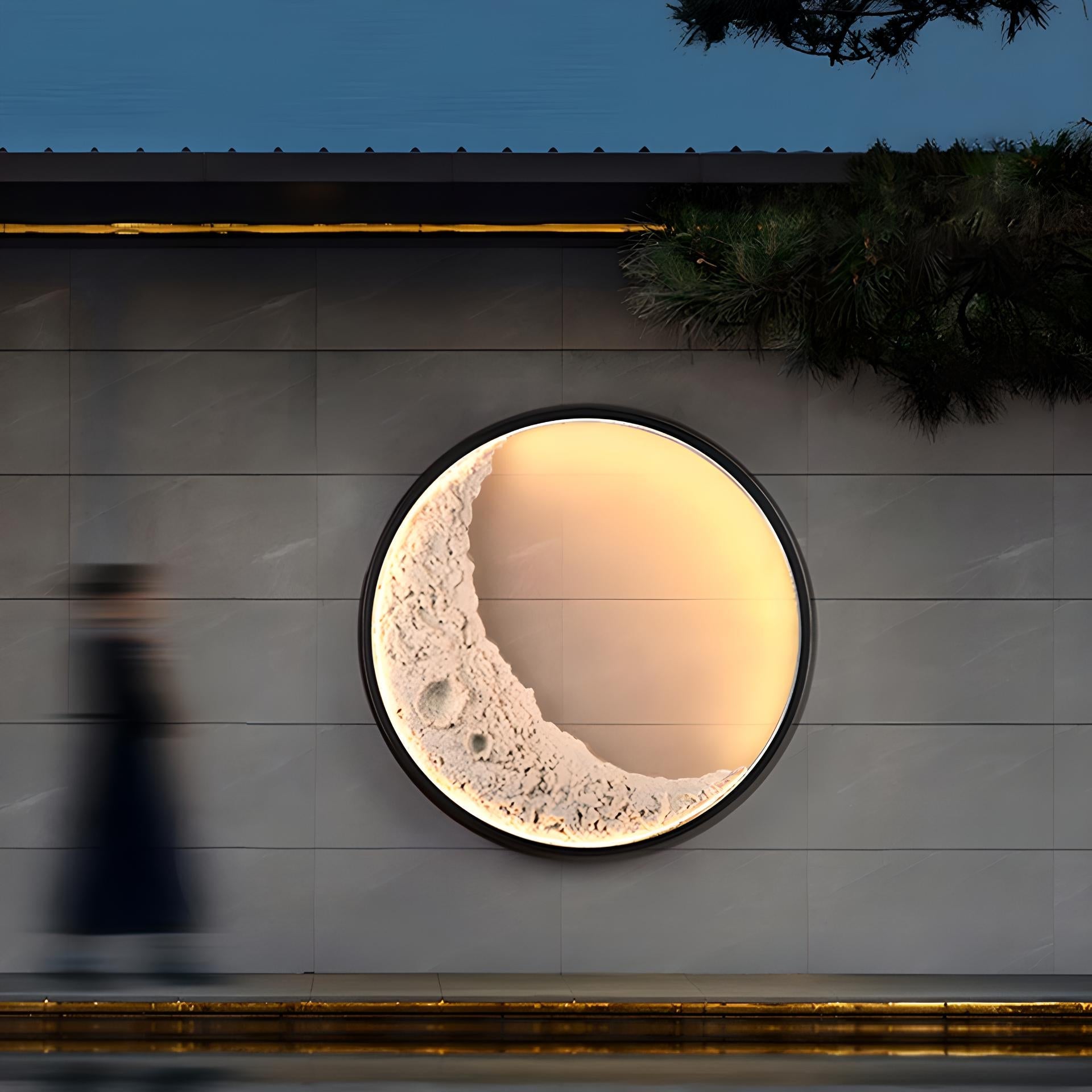 modern crescent moon wall lamp with warm ambient glow indoor decor