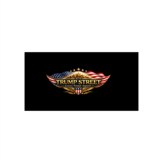 Logo of 47th Trump Street with American flag design on a black background