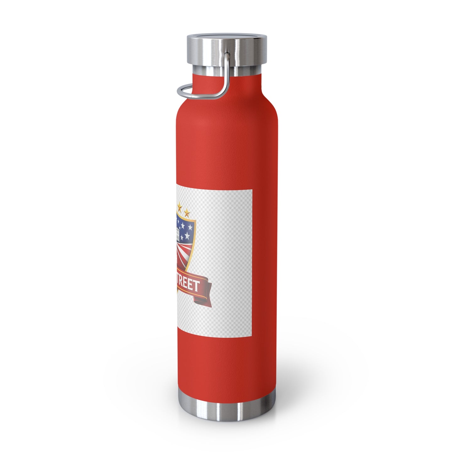 47th Trump Street Patriotic Shield 22oz Copper Insulated red water bottle 