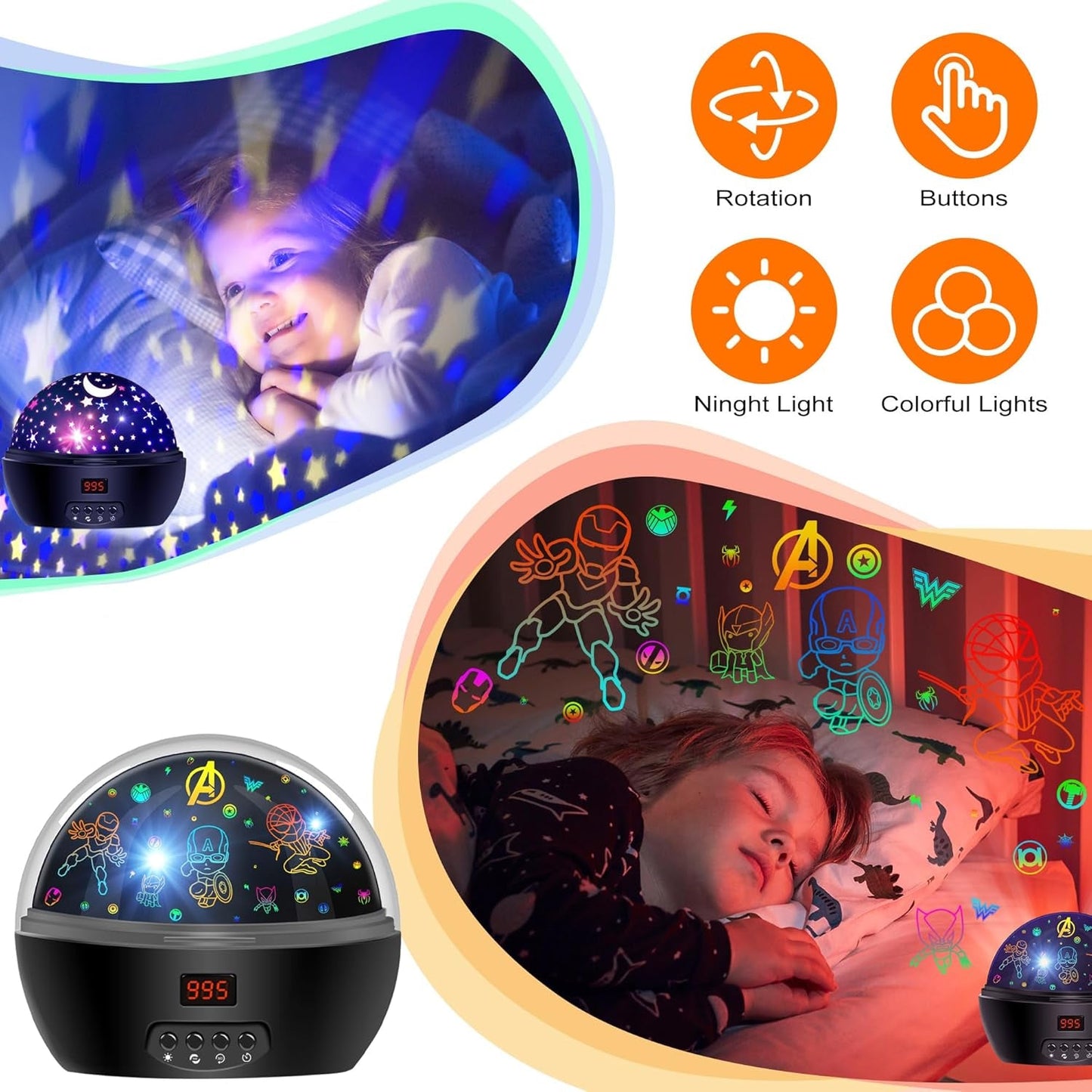 Spiderman Night Light Projector With Programmable Timer