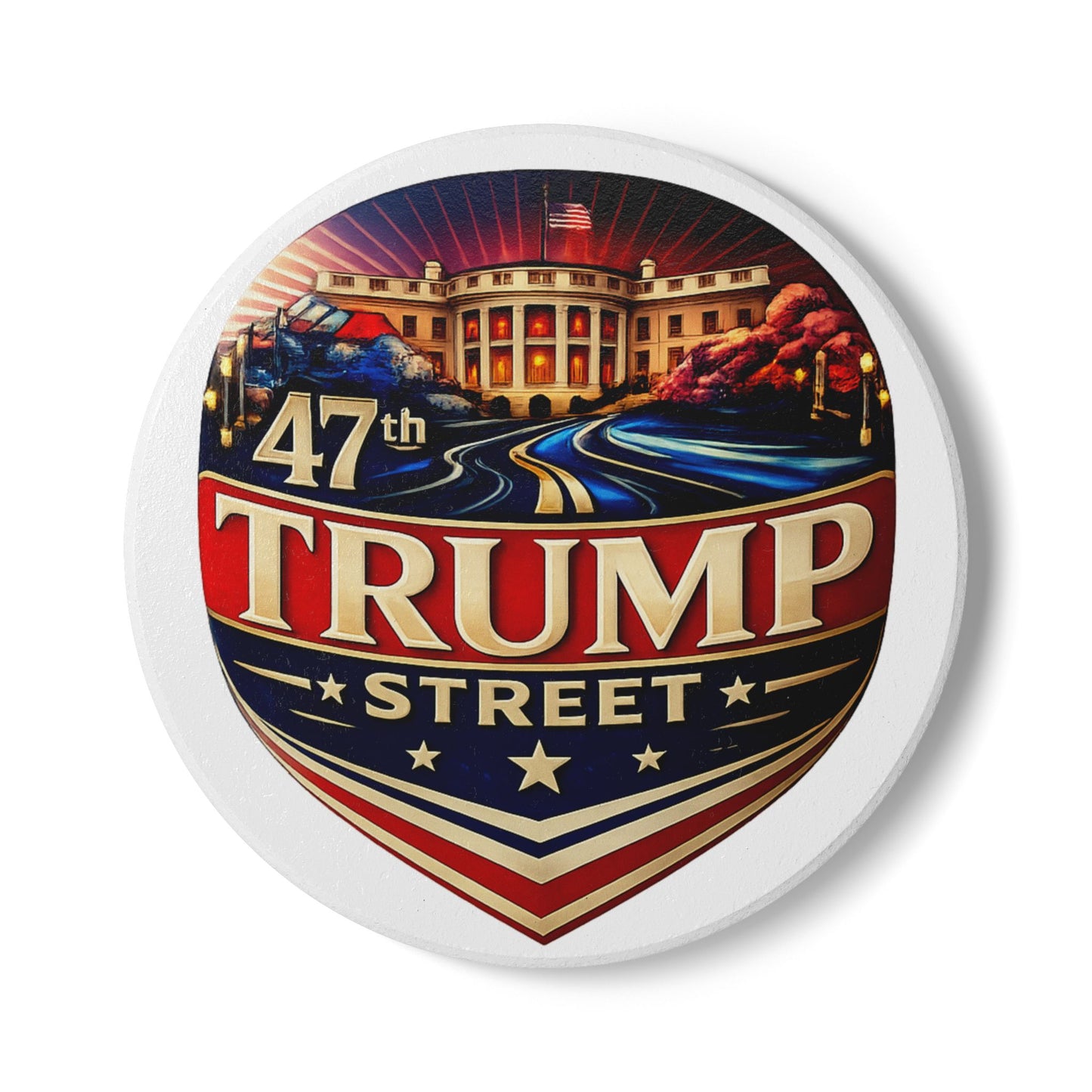 Patriotic Logo Ceramic Coaster - 47th Trump Street
