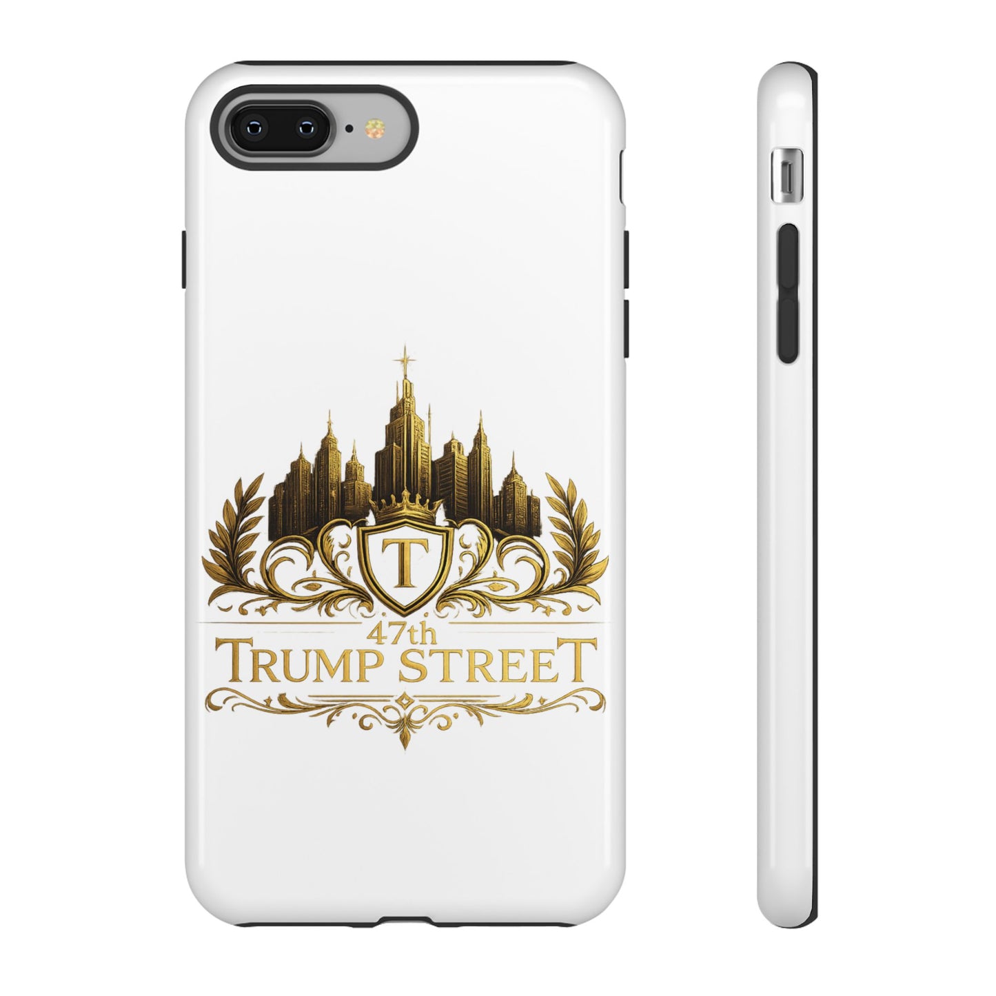 Phone case with 'Trump Street' design on a white background