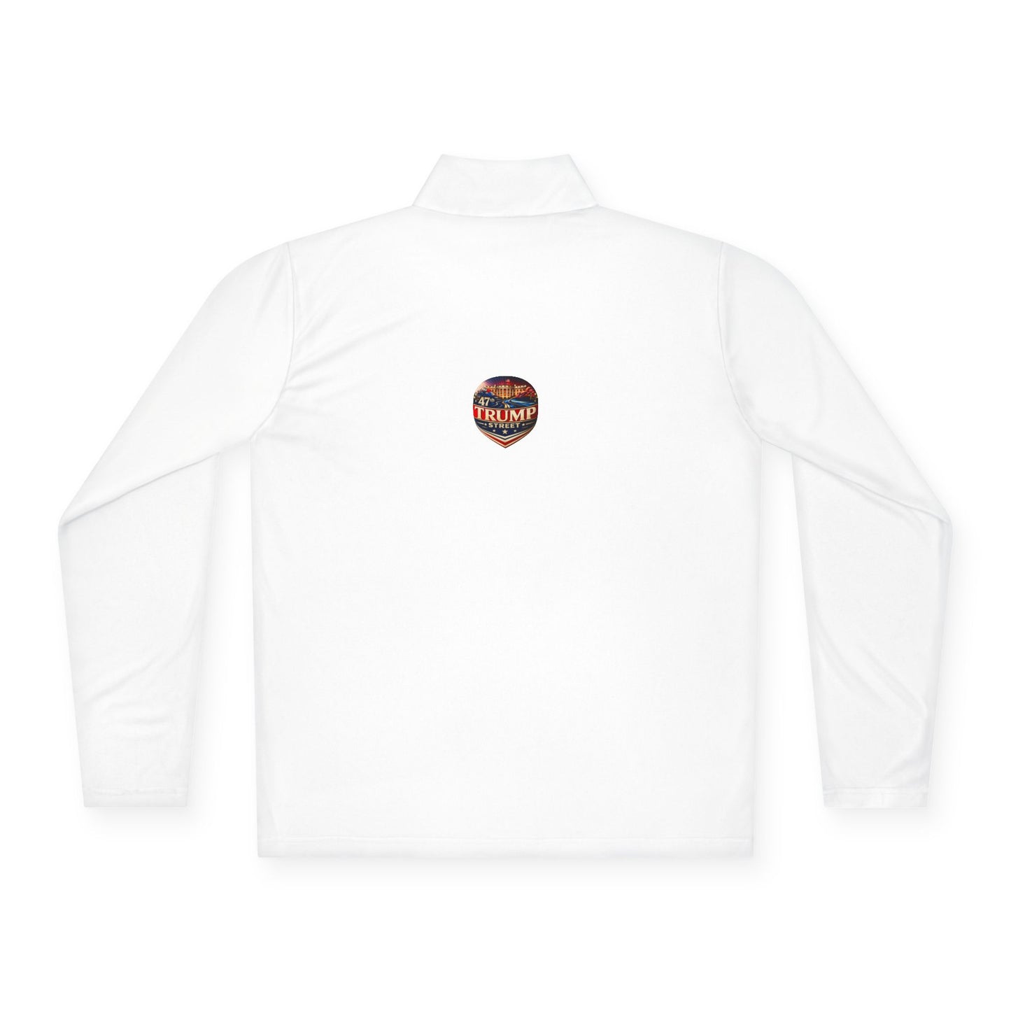 47th Trump Street Patriotic White House Logo Quarter-Zip Pullover long sleeve white athletic shirt