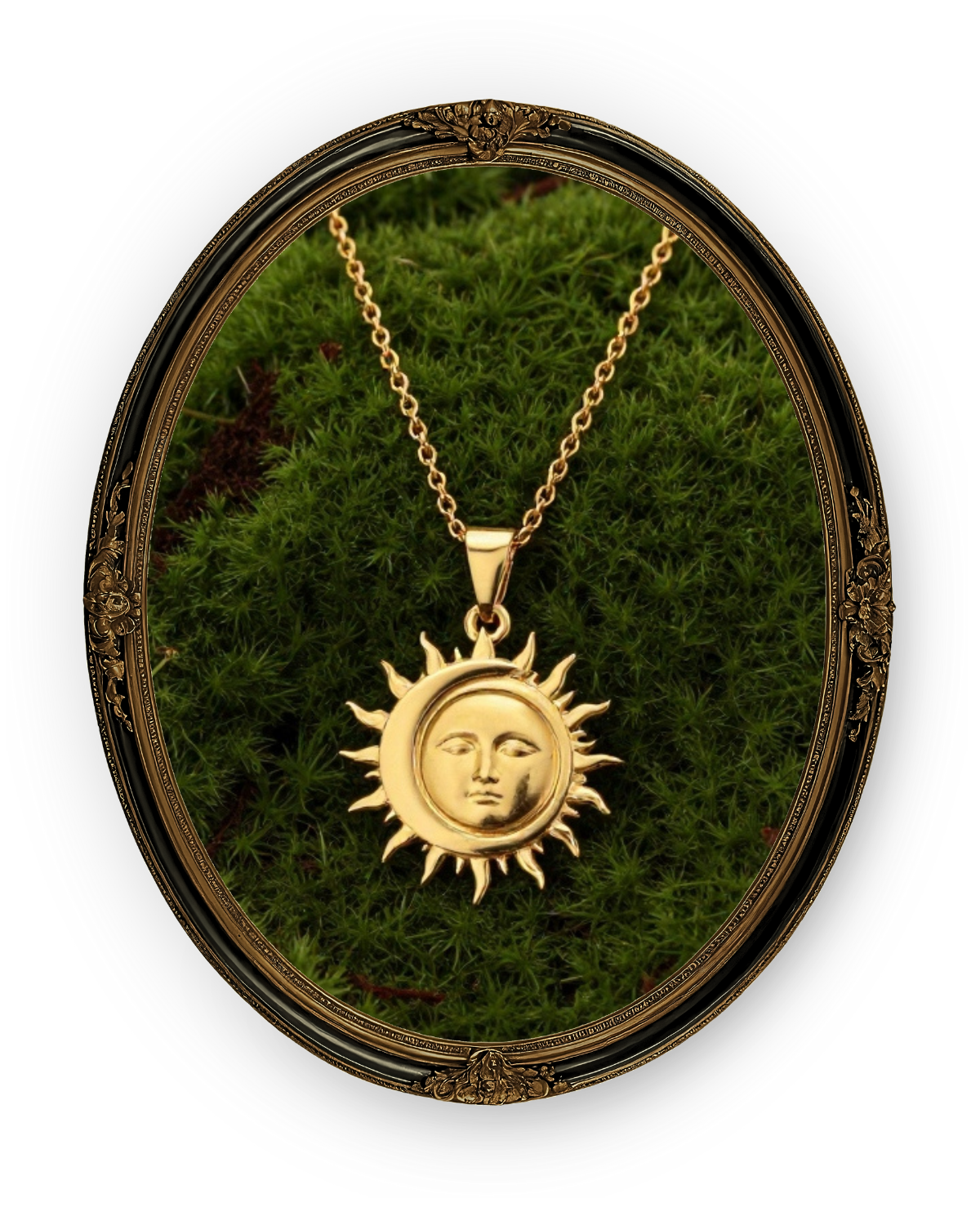 Celestial gold sun charm necklace cosmic jewelry pendant