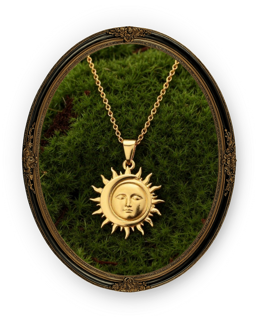 Celestial gold sun charm necklace cosmic jewelry pendant