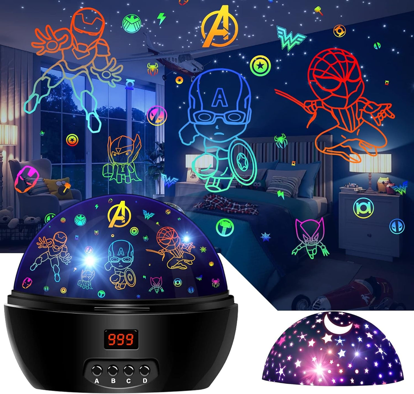 Spiderman Night Light Projector With Programmable Timer