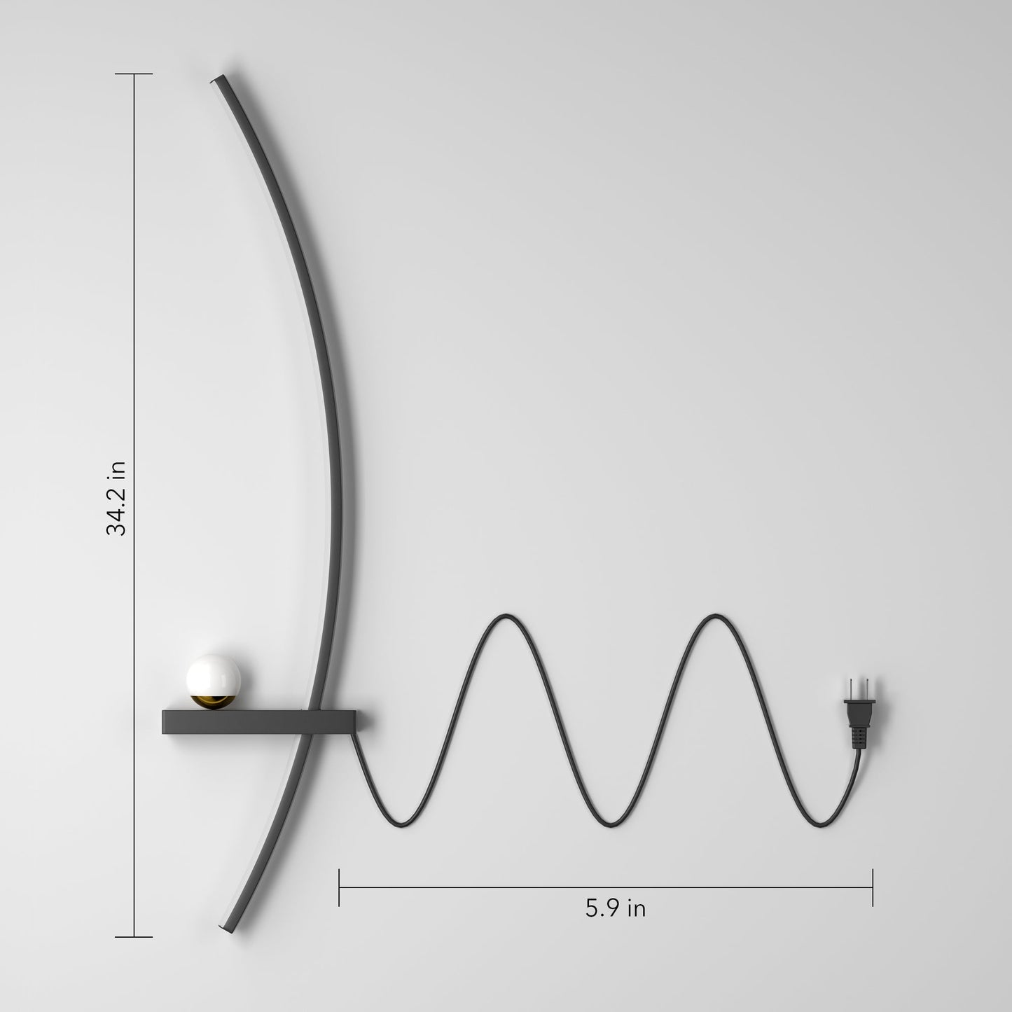 Plug-in cord detail for the modern orb arc wall lamp