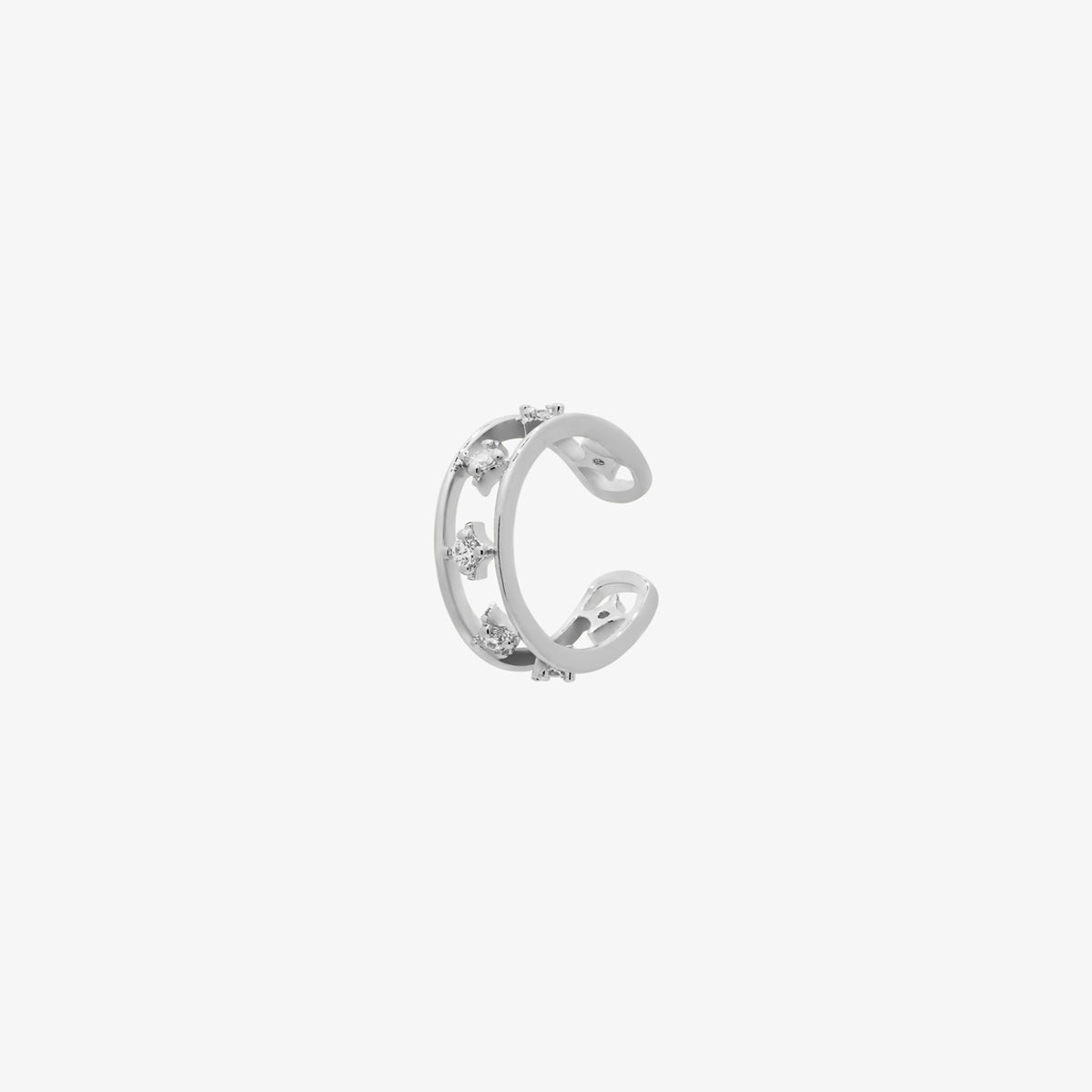 Celestial double band ear cuff with cubic zirconia in gold plated finish