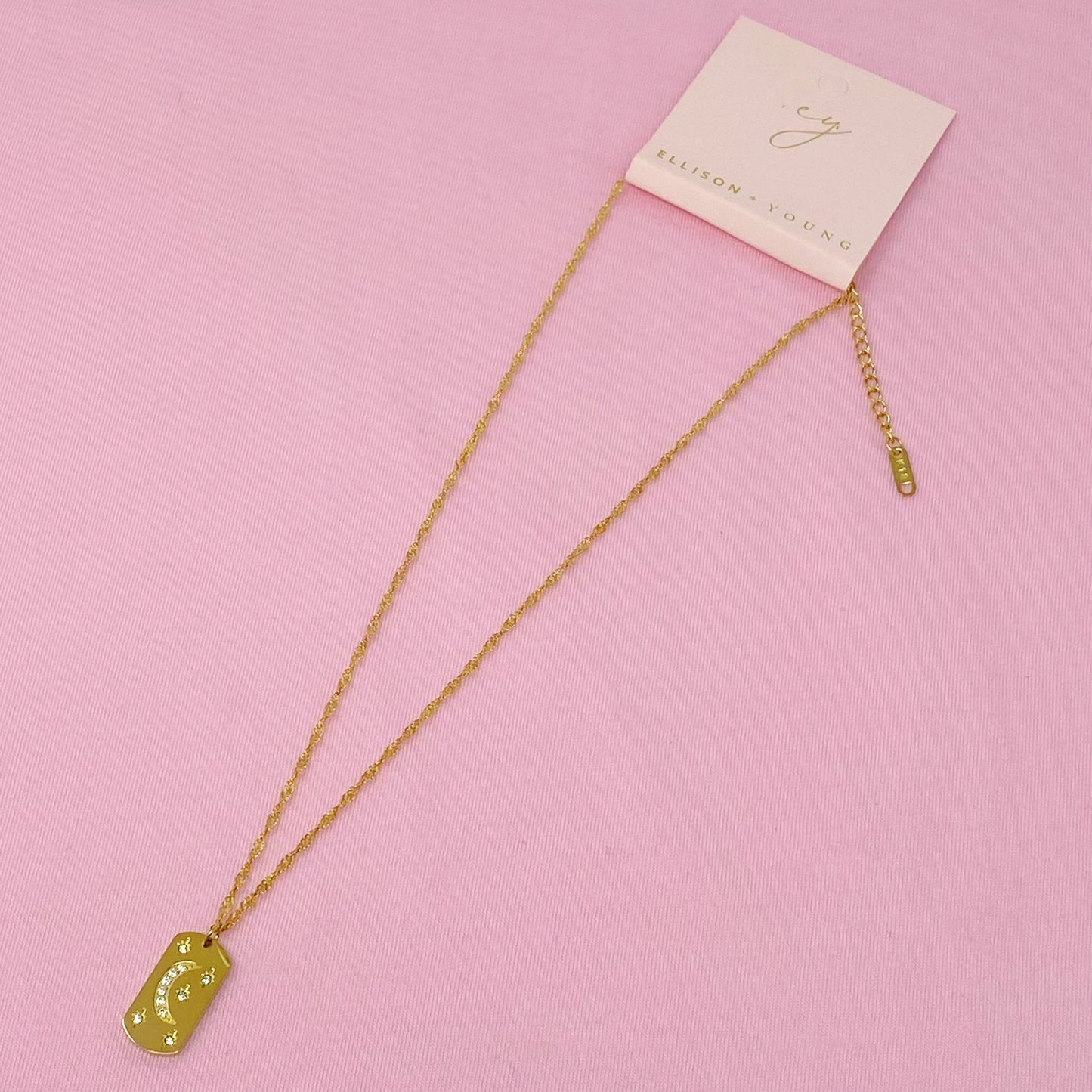 Mystical moon and stars gold plated celestial pendant necklace