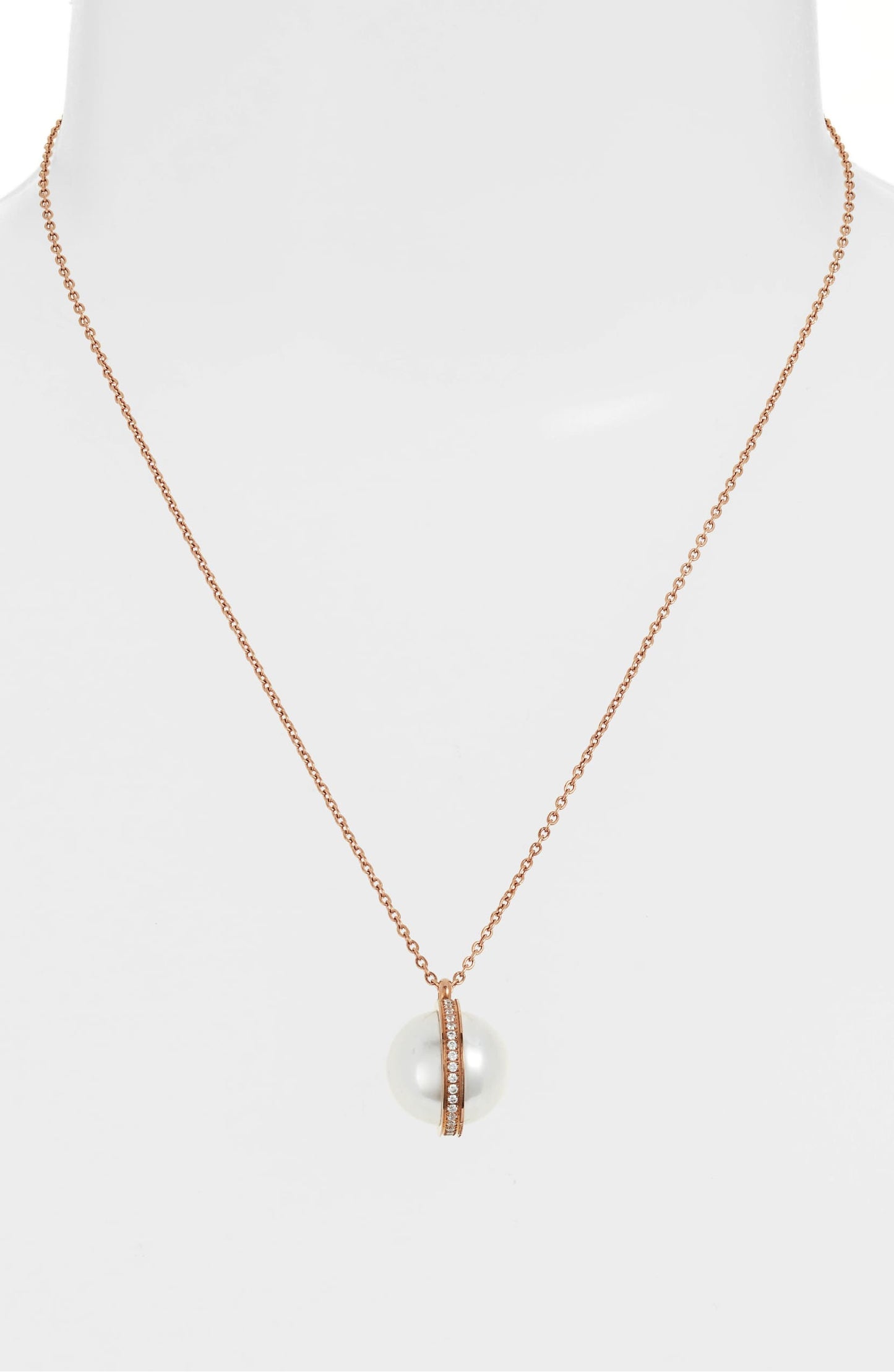 Pearl crystal orbit necklace with cubic zirconia on gold chain