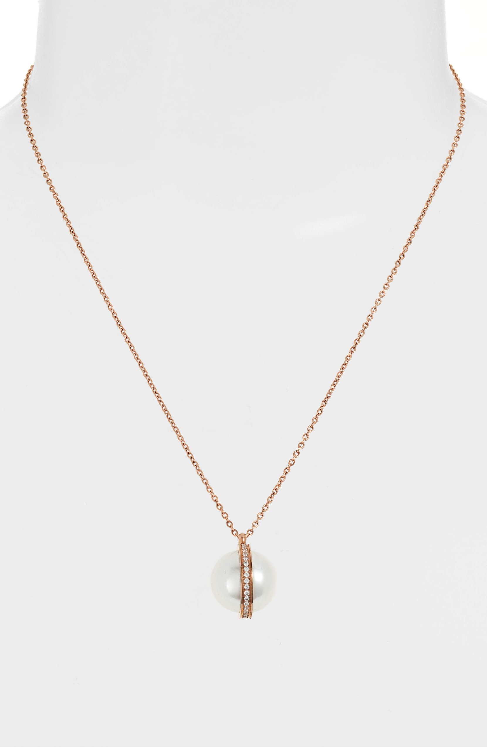 Pearl crystal orbit necklace with cubic zirconia on gold chain