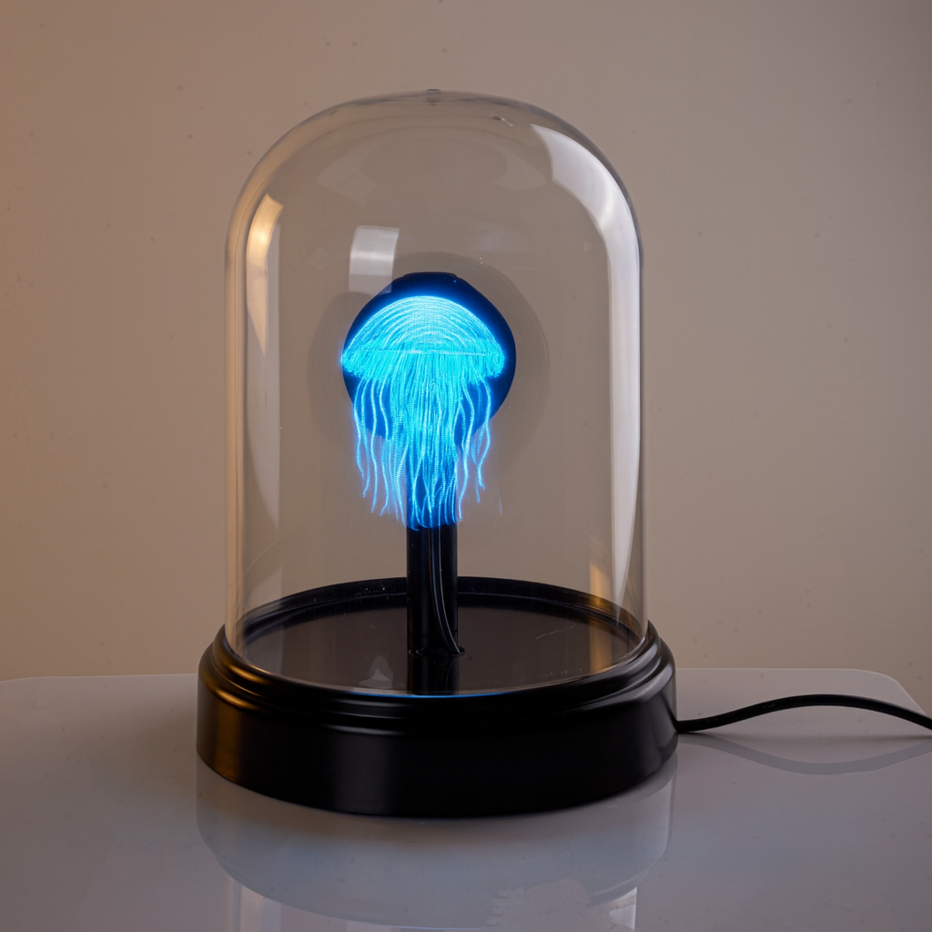 LED hologram projector lamp modern home decor setup surface.