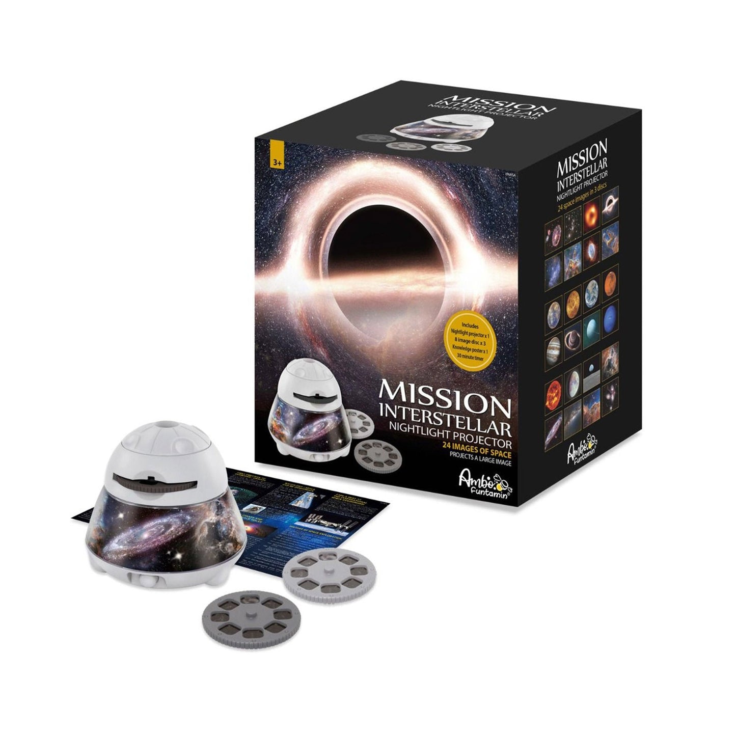 Mission Interstellar Dreamy Sky Night Light Projector with 3 space image discs and gift box for kids room celestial lighting