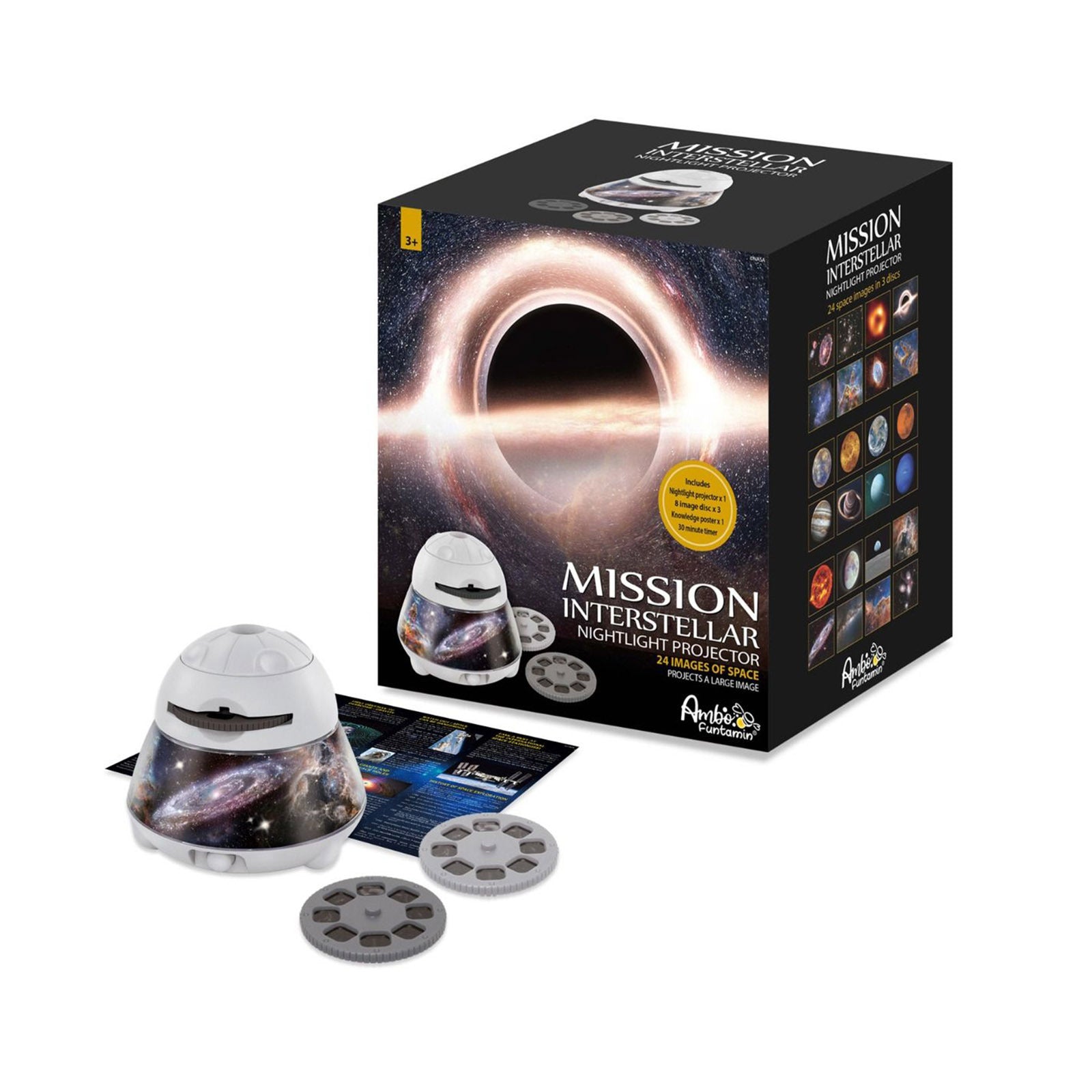 Mission Interstellar Dreamy Sky Night Light Projector with 3 space image discs and gift box for kids room celestial lighting
