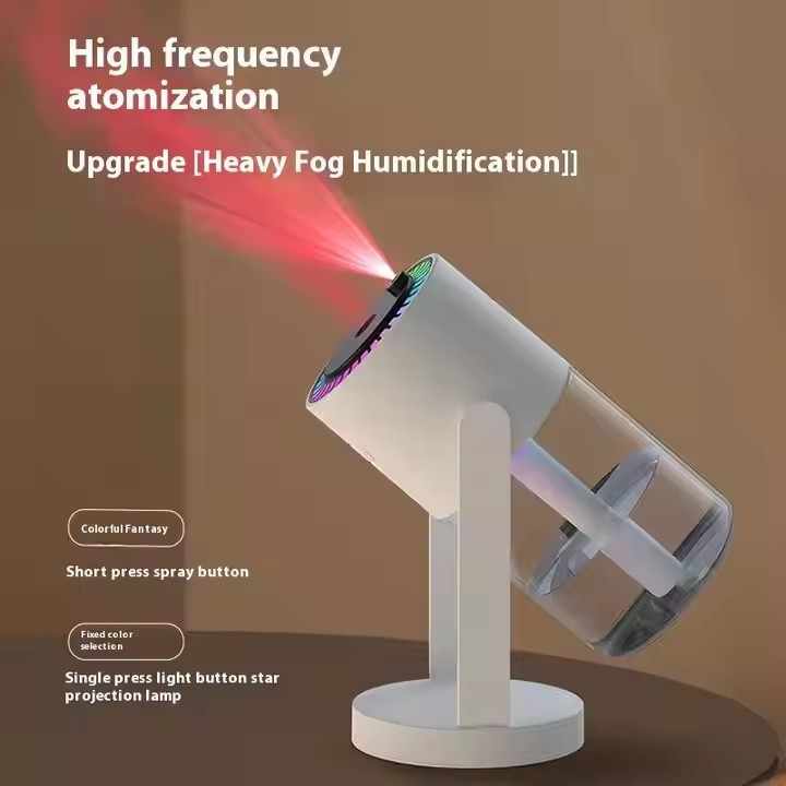 Modern desktop humidifier with star projection and soft mist output