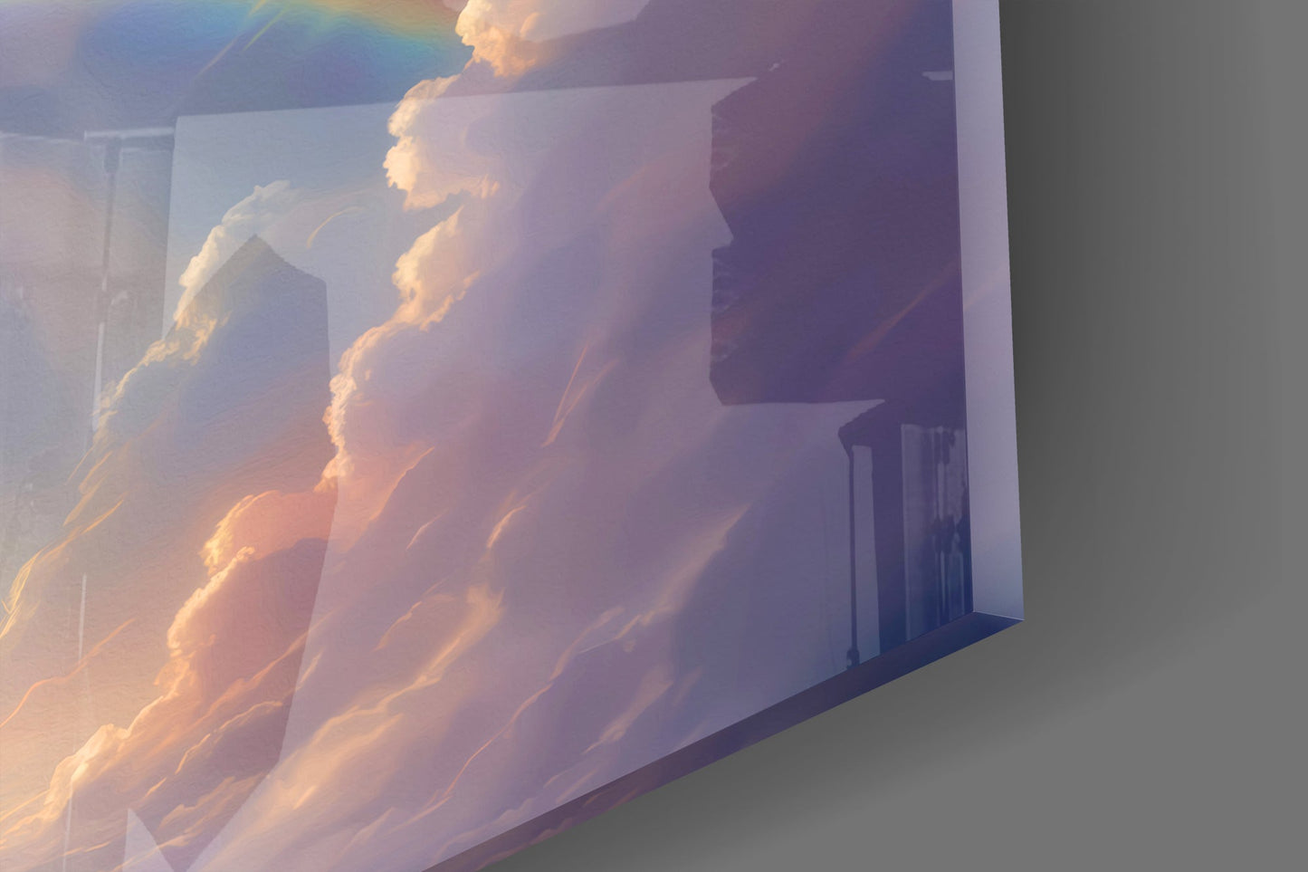 Celestial Heart Horizon tempered glass wall art featuring cosmic heart cloud and starry sky design

