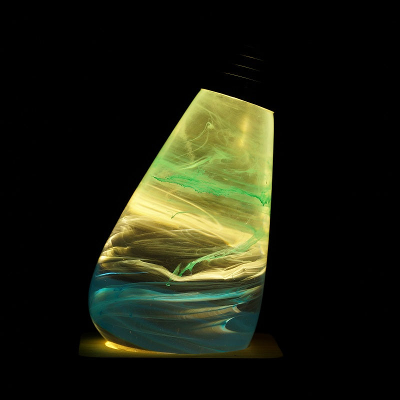 Cosmic lighting bulb lamp with wooden base – galaxy inspired ambient light by 3Eye Atlas