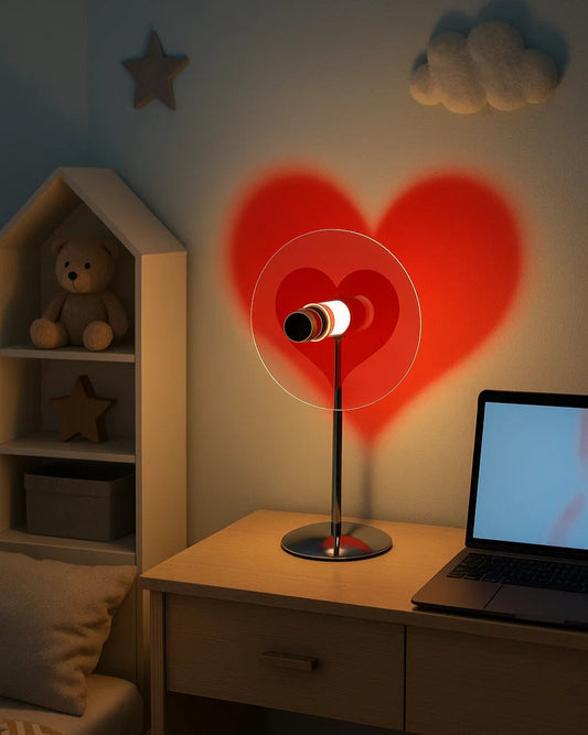 Heart shaped light projection from LED projector lamp