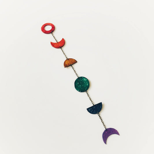 Rainbow Moon Phase Wall Hanging,  Pride Decoration, Colorful Galaxy Artwork