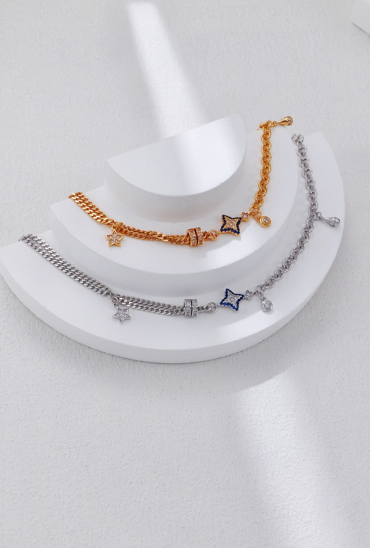 Gold and silver celestial star charm bracelets cosmic jewelry