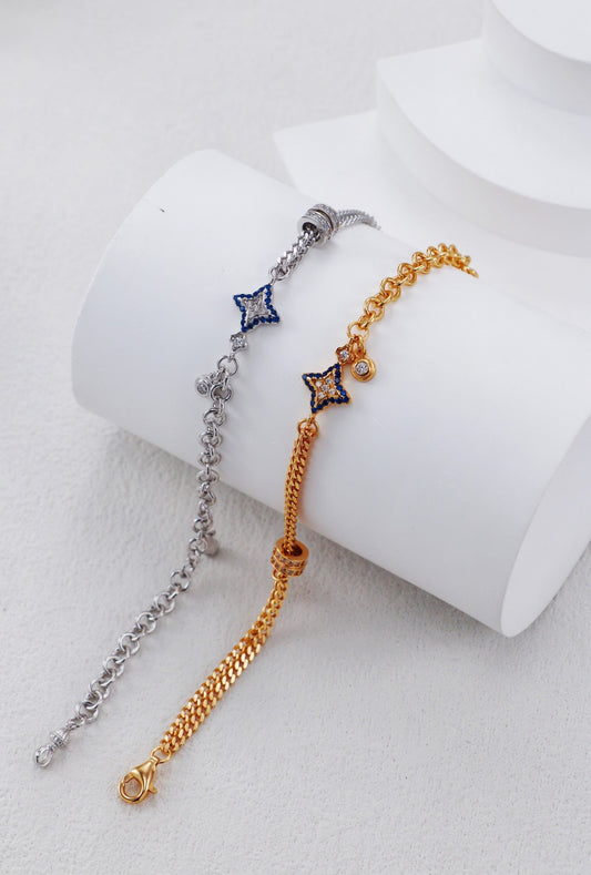 Gold and silver celestial star charm bracelets cosmic jewelry