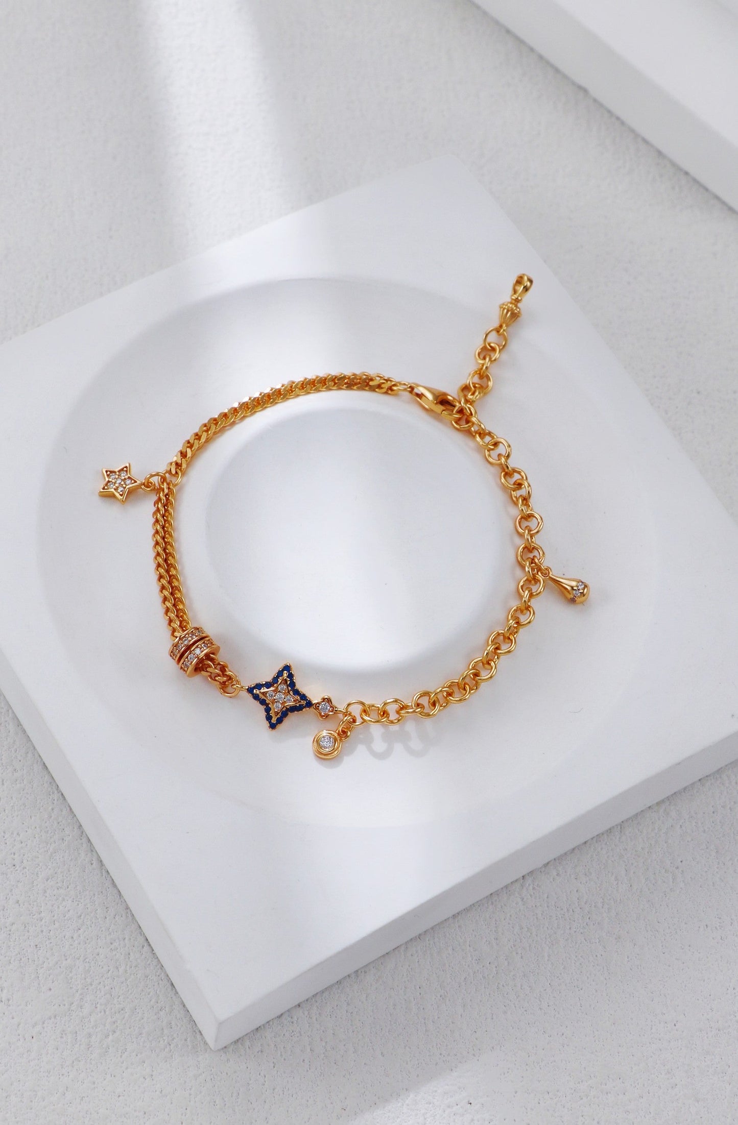 Gold celestial star charm bracelets cosmic jewelry