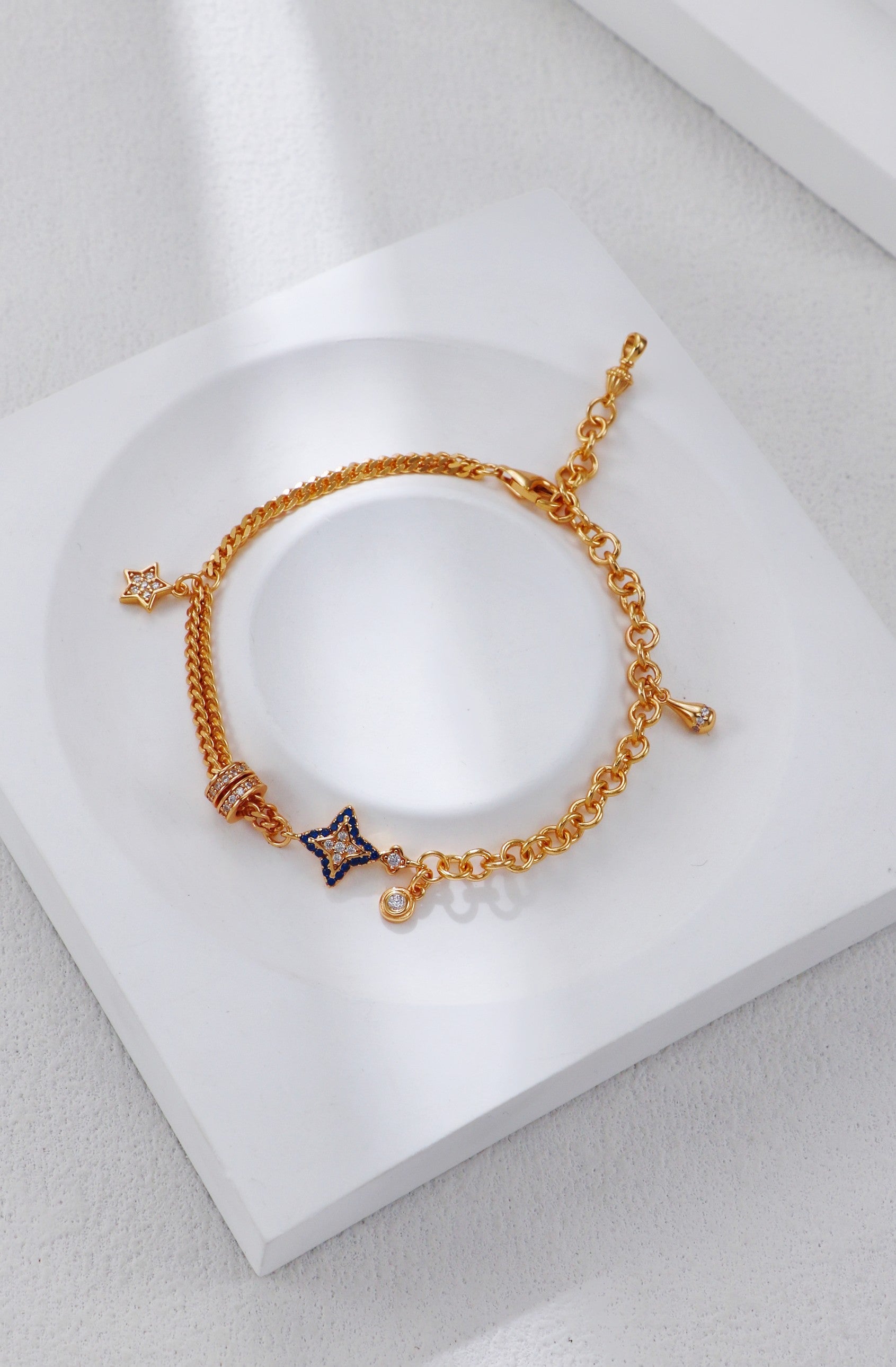 Gold celestial star charm bracelets cosmic jewelry