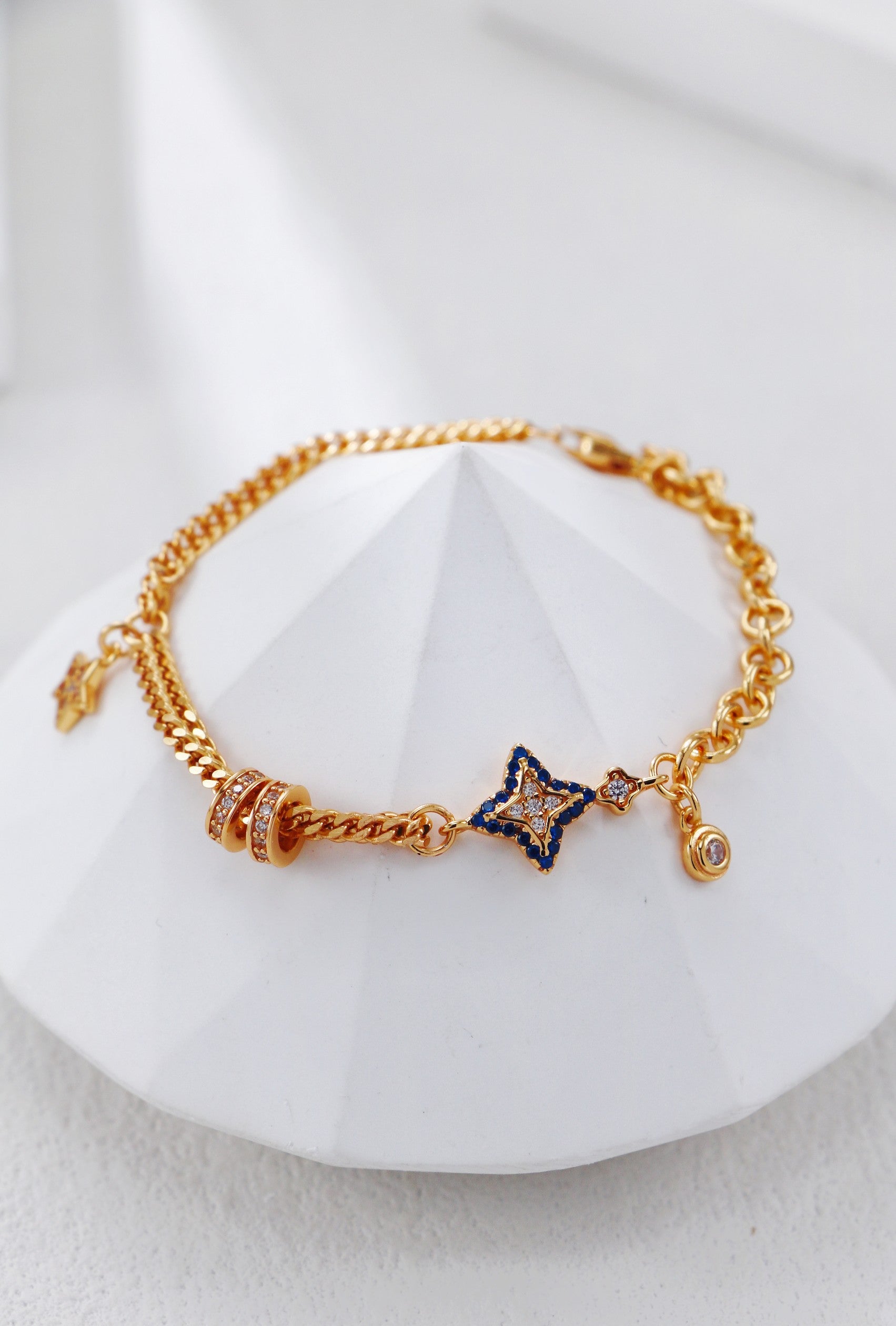 Gold celestial star charm bracelets cosmic jewelry